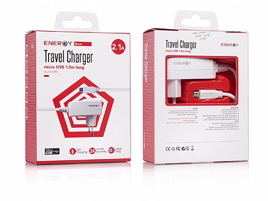 ���� ����� ENERGY MICRO USB 2.1A 2XUSB