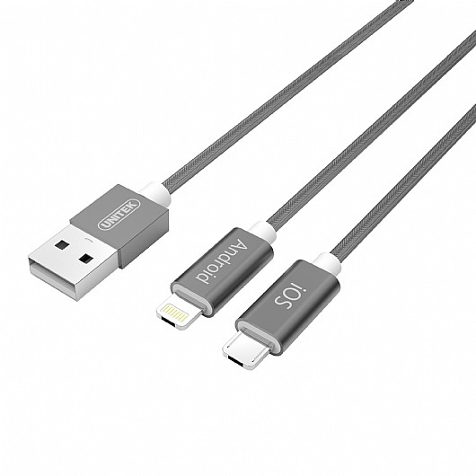 ��� ����� UNITEK 2-in-1 Micro USB and Lightning Cable Y-C4023GY