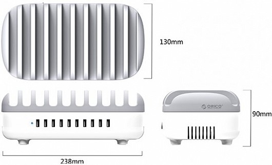 ���� ����� �� 10 ������ USB ������ ���������� �������� ORICO 2.4A DUK-10P