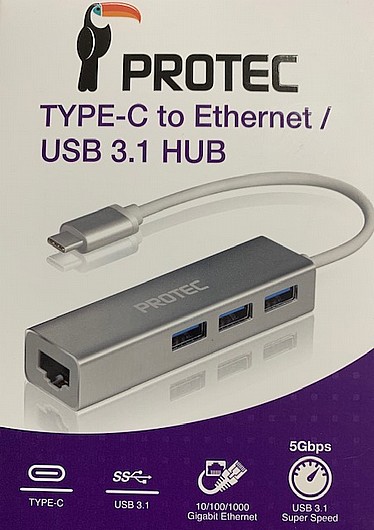 ���� PROTEC TYPE -C TO ETHERNET USB 3.1 HUB DM131