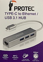 ���� PROTEC TYPE -C TO ETHERNET USB 3.1 HUB DM131