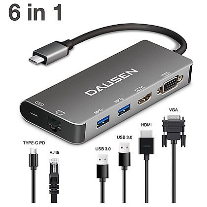 ���� ����� DAUSEN 6 IN 1 TYPE-C Docking Station TR-UH077