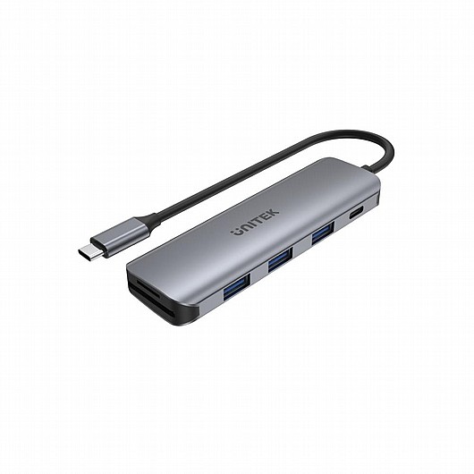 ���� ����� ���� uHUB P5+ 6-in-1 USB-C Hub with 100W Power Delivery and Dual Card Reader H1107C