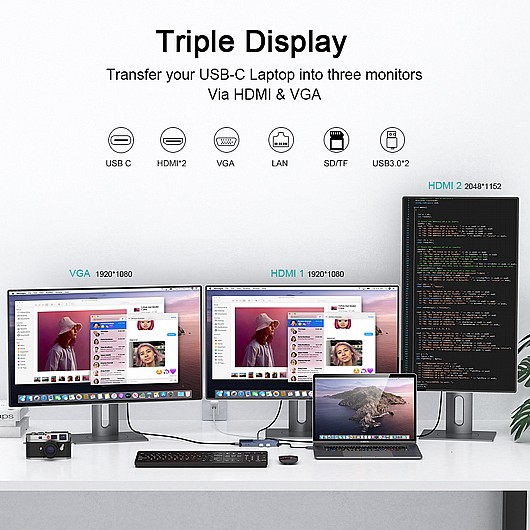 PROTEC DM175 11 In 1 USB-A + USB-C Multiport �����