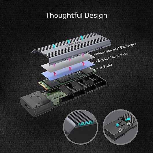 ���� ������ UNITEK USB3.1 Gen2 Type-C to M.2 SSD NVMe Enclosure S1204B