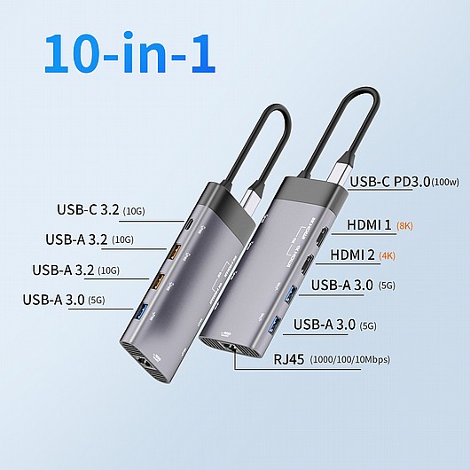 ���� ����� PROTEC TYPE-C DM293 10 In 1 MST