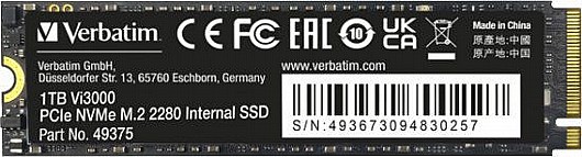 ���� ����� VERBATIM Vi3000 PCIe NVMe M.2 SSD 1TB
