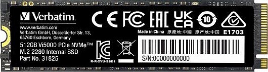 ���� ����� Verbatim Vi5000 512GB SSD PCIe M.2 NVMe
