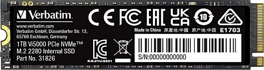 ���� ����� Verbatim Vi5000 1TB SSD PCIe M.2 NVMe