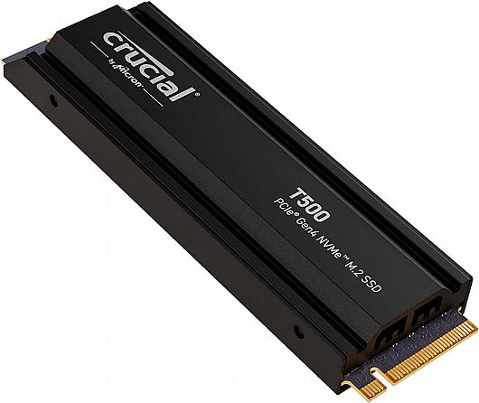 ���� SSD ����� Crucial SSD 1TB T500 NVME M.2 PCIe Gen4 with heatsink