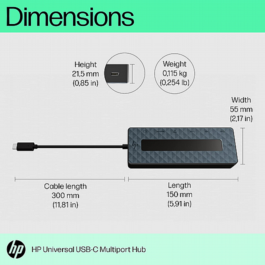 ���� ����� HP Universal USB-C Multiport Hub 50H55AA
