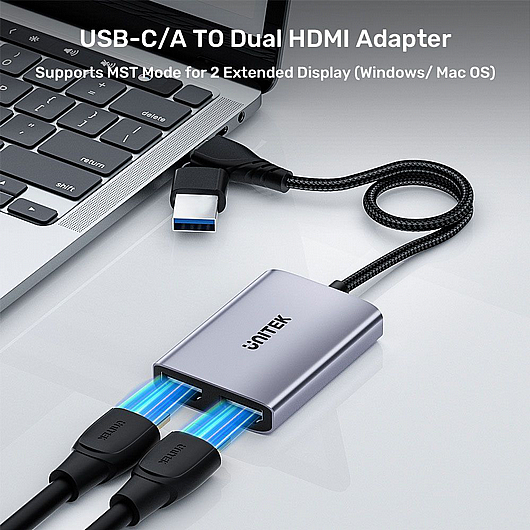 ���� ����� UNITEK V1427A01 TYPE-C/A TO DUAL 1080P HDMI