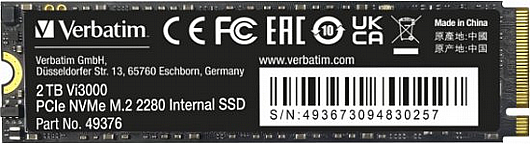 ���� ����� VERBATIM Vi3000 PCIe NVMe M.2 SSD 2TB 49376