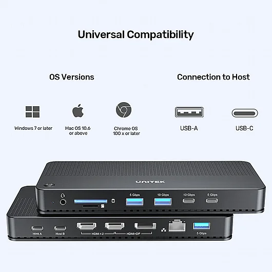���� ����� UNITEK USB-C 8K Docking Station with 100W PD D1104A01