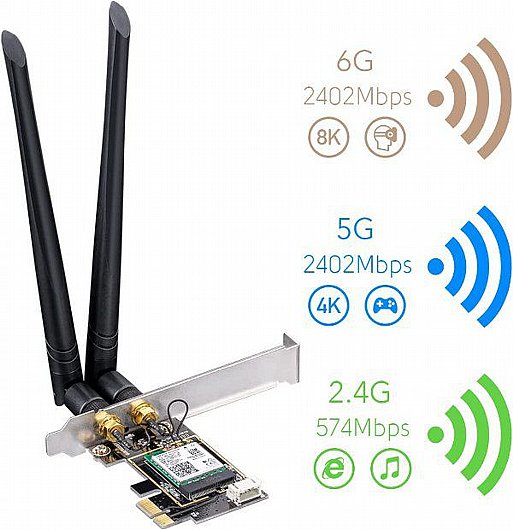 ����� ��� ������ Cudy WE3000 AX210 WIFI 6E BlueTooth 5.2 PCI-E
